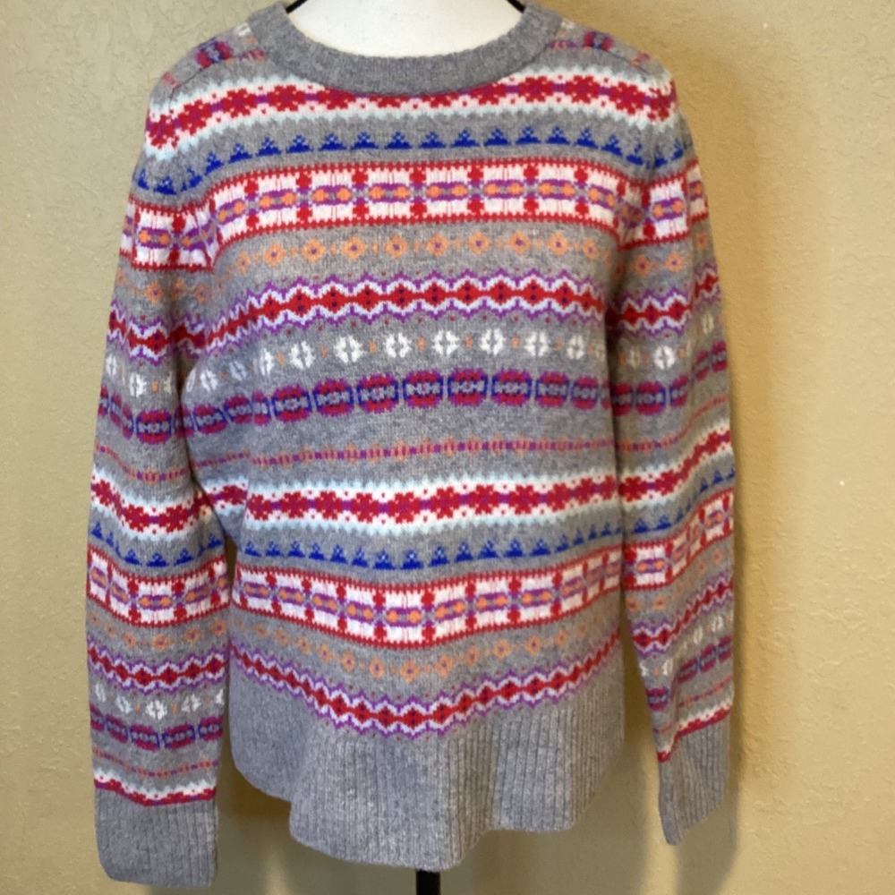 J. Crew 100% Wool Sweater, Nordic Fair Isle, No Size Tag, estimated as a medium